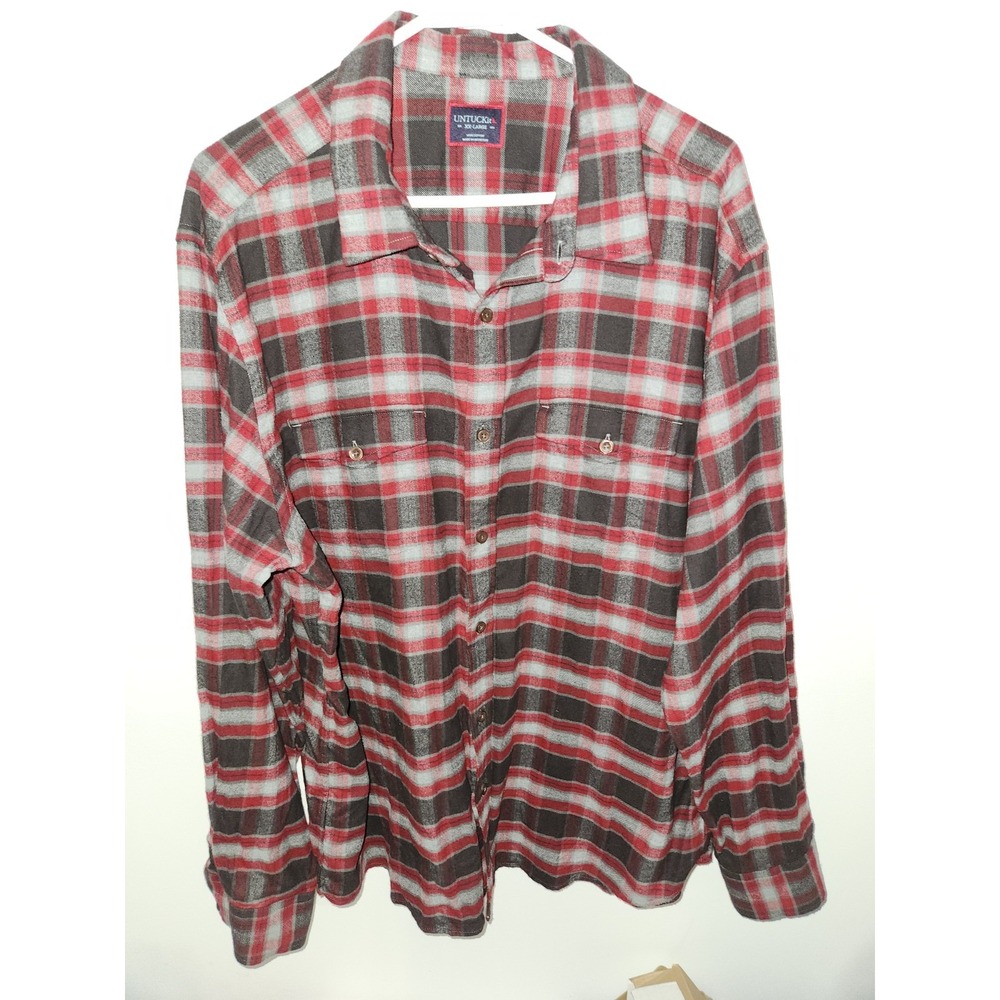 UNTUCKit Shirt Mens XXL Red Plaid Casual Button-Down 100% Cotton